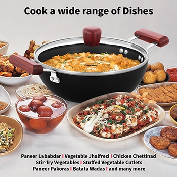Induction Compatible Nonstick Deep Kadhai 2.5 Litre with Glass Lid (Flat Bottom) (INDK25G) - Image 5