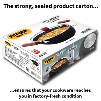 Induction Compatible Nonstick Deep Kadhai 2.5 Litre with Glass Lid (Flat Bottom) (INDK25G) - Image 6