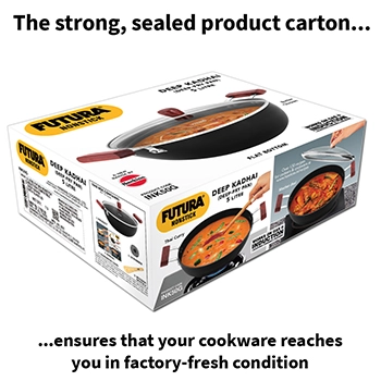 Induction Compatible Nonstick Deep Kadhai 5 Litre with Glass Lid with 2 Short Handles (Flat Bottom) (INK50G) - Image 6