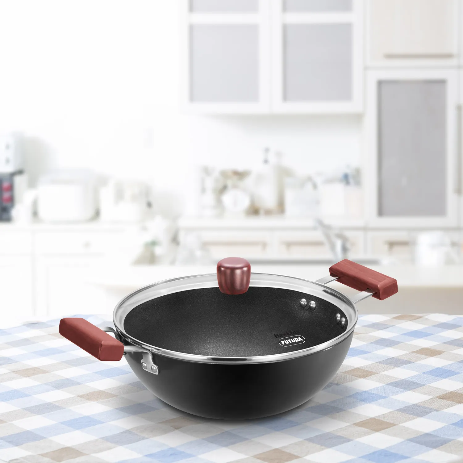 Induction Compatible Nonstick Deep Kadhai (Flat Bottom) 3 Litre (INK30G)