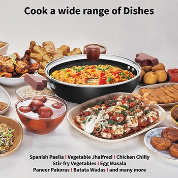 Induction Compatible Nonstick Shallow Kadhai 2.5 Litre with Glass Lid (Flat Bottom) (INSK25G) - Image 5