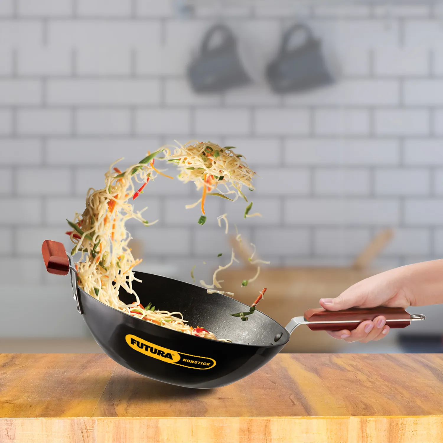 Induction Compatible Nonstick Stir-Fry Wok (Deep-Fry Pan) 3 Litre (3.25 mm Thick) (INW30)