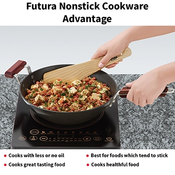 Induction Compatible Nonstick Stir-Fry Wok (Deep-Fry Pan) 3 Litre with Stainless Steel Lid (3.25 mm Thick) (INW30S) - Image 4