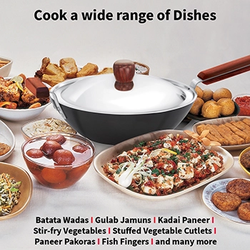 Induction Compatible Nonstick Stir-Fry Wok (Deep-Fry Pan) 3 Litre with Stainless Steel Lid (3.25 mm Thick) (INW30S) - Image 5
