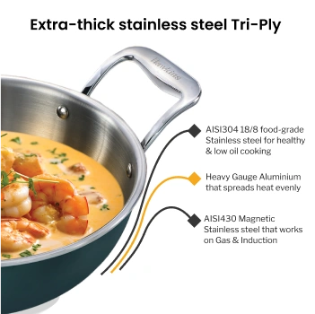 Induction Compatible Olive PRO Deep-Fry Pan 2.5 Litre with Glass Lid (POSK25G) - Image 3