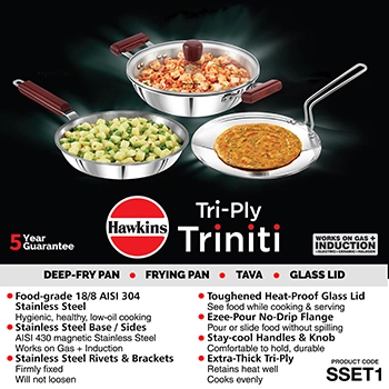 Induction Compatible SS Tri-Ply Triniti Set 1: (contains SSD25G, SSF26, SSTV26) (SSET1) - Image 2