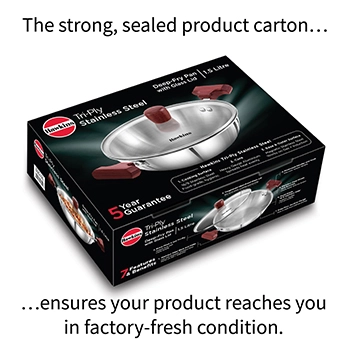 Induction Compatible SS Tri-ply Deep Kadhai 1.5 Litre with Glass Lid (3 mm Thick) (SSD15G) - Image 4