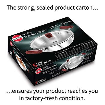 Induction Compatible SS Tri-ply Deep Kadhai 2.5 Litre with Glass Lid (3 mm Thick) (SSD25G) - Image 4