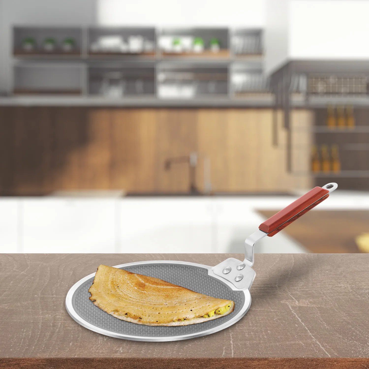 Induction Compatible SS Tri-ply Dosa Tava with Shielded Nonstick 30 cm (NSDT30)