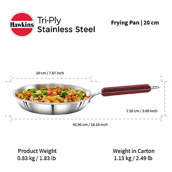 Induction Compatible SS Tri-ply Frying Pan 20 cm (3 mm Thick) (SSF20) - Image 5