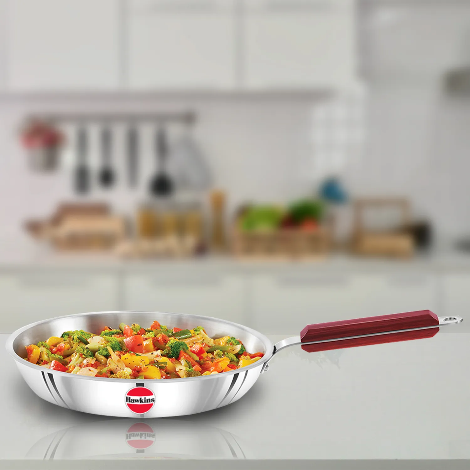 Induction Compatible SS Tri-ply Frying Pan 24 cm (3 mm Thick) (SSF24)