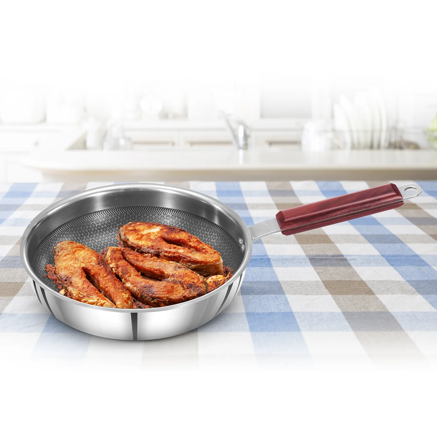 Induction Compatible SS Tri-ply Frying Pan with Shielded Nonstick 22 cm (NSF22)