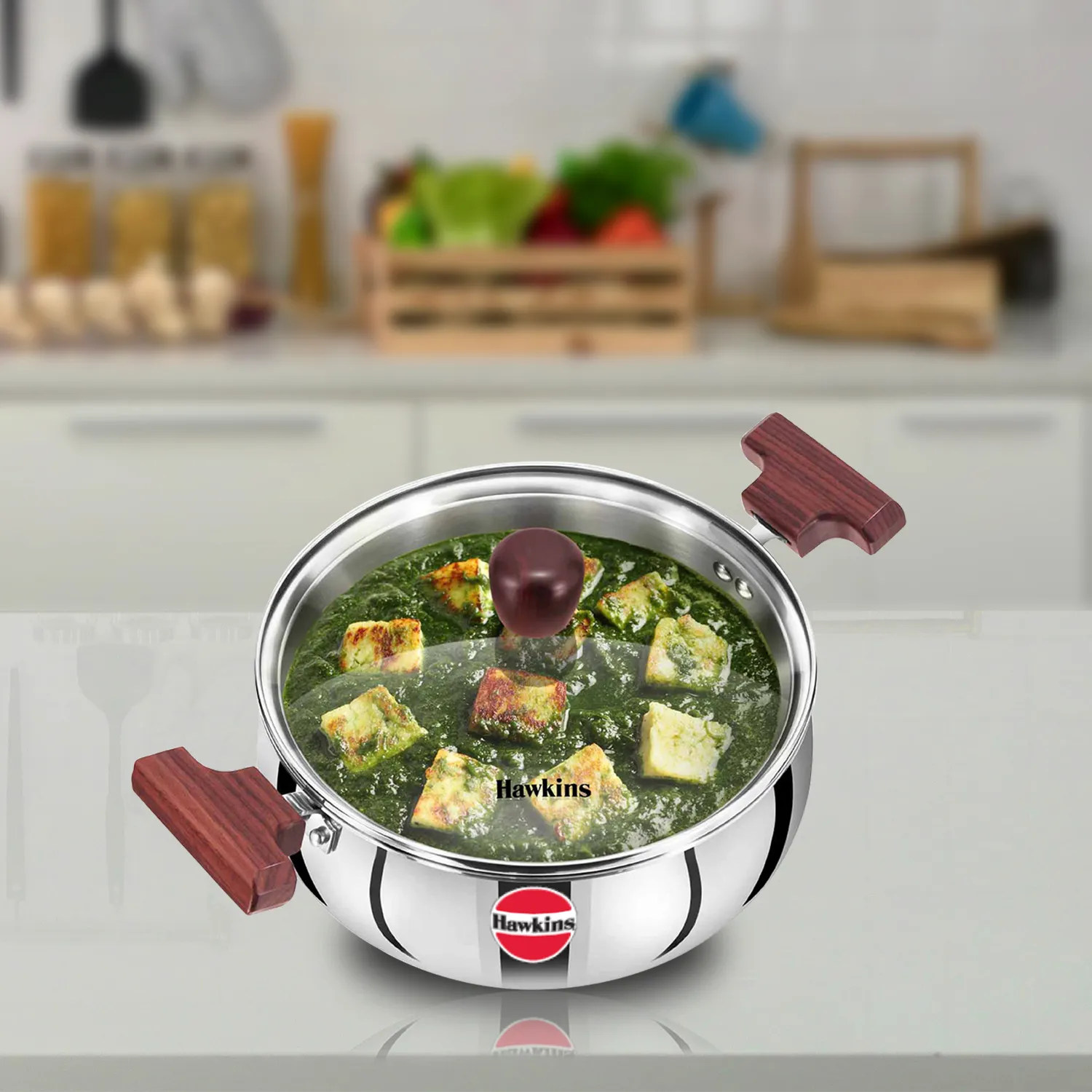 Induction Compatible SS Tri-ply Handi 3 Litre with Glass Lid (3 mm Thick) (SSH30G) - Image 1