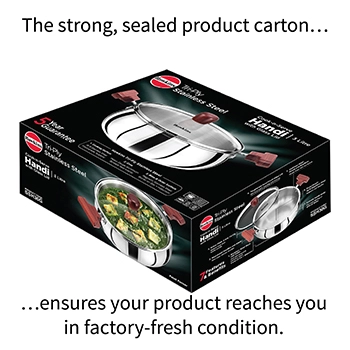 Induction Compatible SS Tri-ply Handi 3 Litre with Glass Lid (3 mm Thick) (SSH30G) - Image 4
