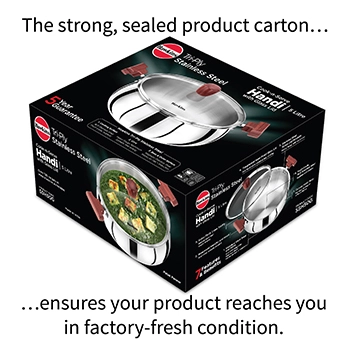 Induction Compatible SS Tri-ply Handi 5 Litre with Glass lid (SSH50G) - Image 6