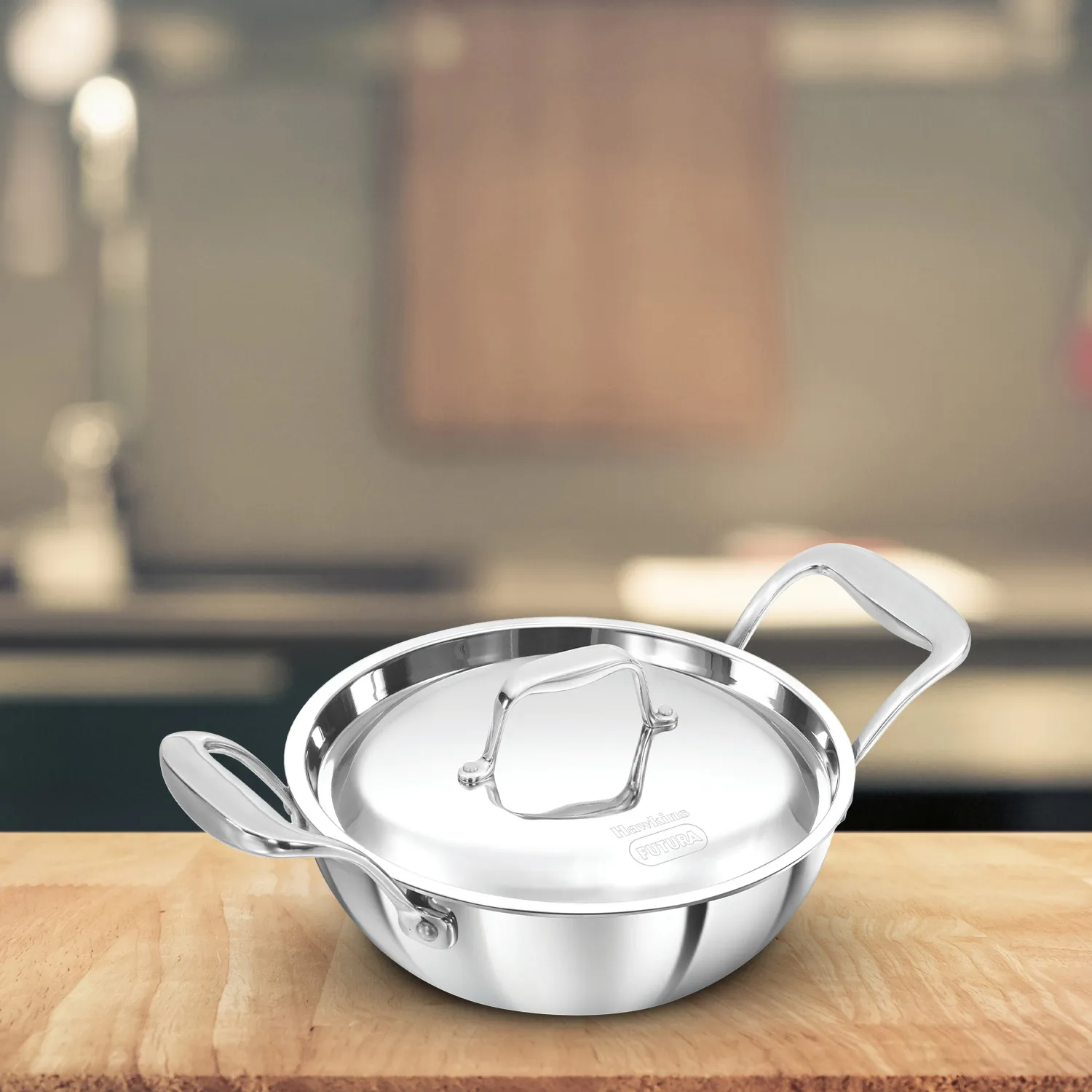 Induction Compatible SS Tri-ply PRO Deep-Fry Pan 1.5 Litre with Stainless Steel Lid (PSK15S)