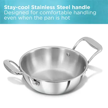 Induction Compatible SS Tri-ply PRO Deep-Fry Pan 1.5 Litre with Stainless Steel Lid (PSK15S) - Image 4