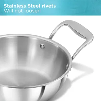 Induction Compatible SS Tri-ply PRO Deep-Fry Pan 1.5 Litre with Stainless Steel Lid (PSK15S) - Image 6