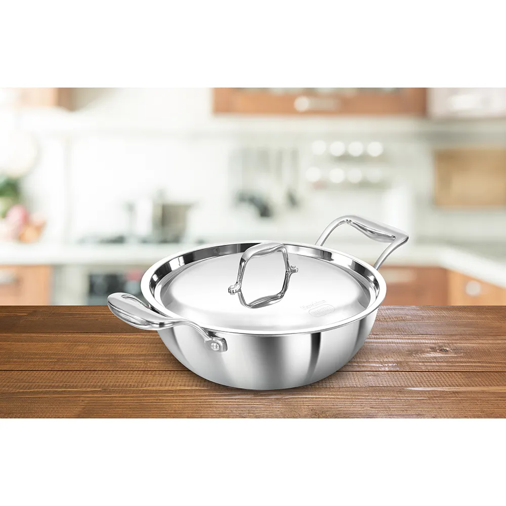 Induction Compatible SS Tri-ply PRO Deep-Fry Pan 2.5 Litre with Stainless Steel Lid (PSK25S)