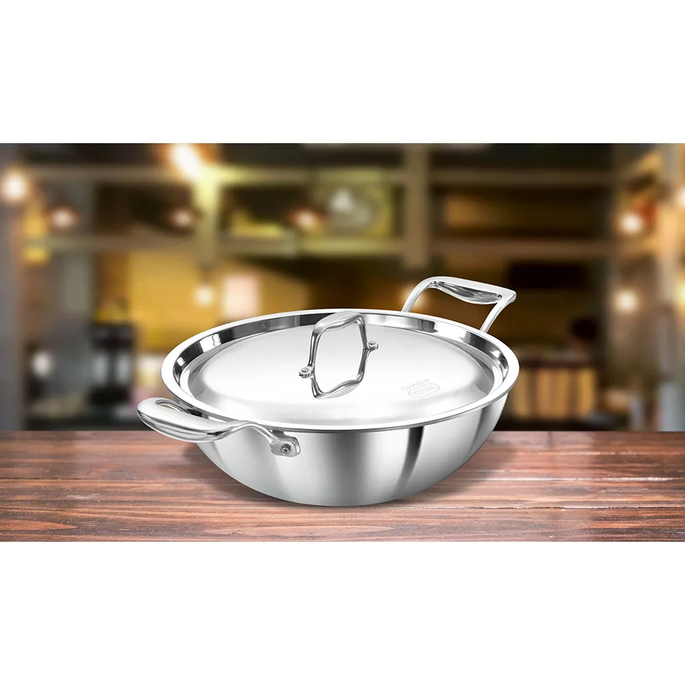 Induction Compatible SS Tri-ply PRO Deep-Fry Pan 3.5 Litre with Stainless Steel Lid (PSK35S)