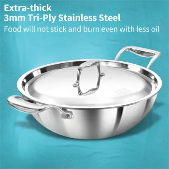 Induction Compatible SS Tri-ply PRO Deep-Fry Pan 3.5 Litre with Stainless Steel Lid (PSK35S) - Image 3