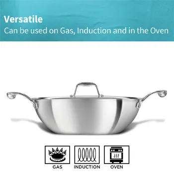 Induction Compatible SS Tri-ply PRO Deep-Fry Pan 3.5 Litre with Stainless Steel Lid (PSK35S) - Image 5