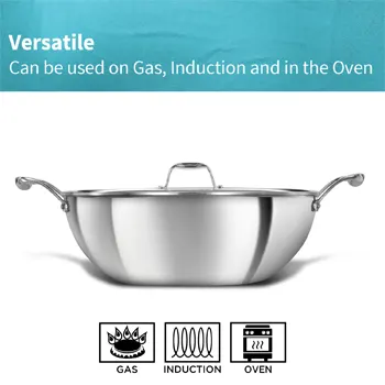 Induction Compatible SS Tri-ply PRO Deep-Fry Pan 8 Litre with Stainless Steel Lid (PSK80S) - Image 4