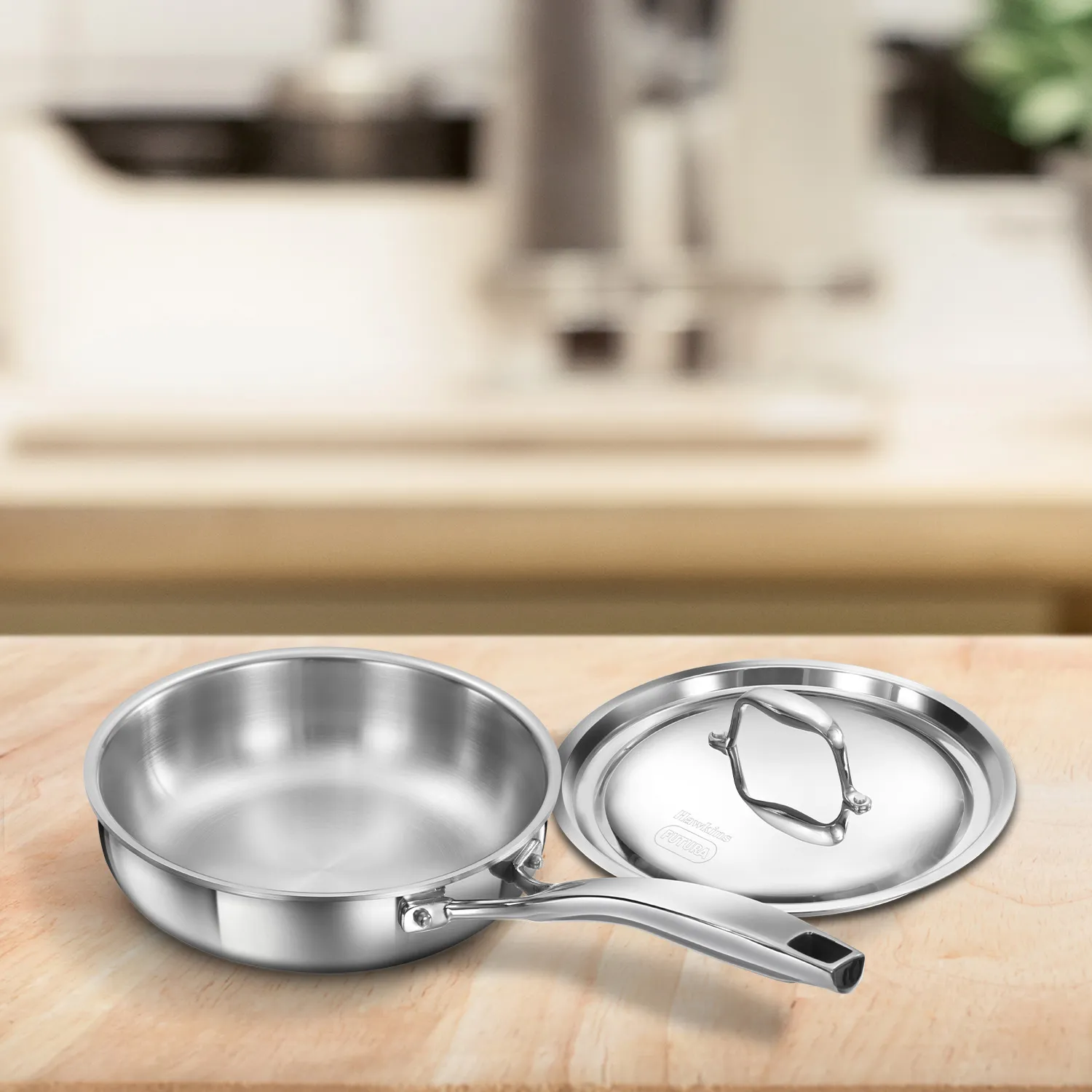 Induction Compatible SS Tri-ply PRO Frying Pan 18 cm with Stainless Steel Lid (PSF18S)