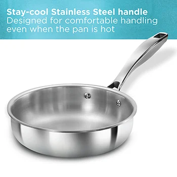 Induction Compatible SS Tri-ply PRO Frying Pan 18 cm with Stainless Steel Lid (PSF18S) - Image 4