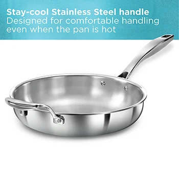 Induction Compatible SS Tri-ply PRO Frying Pan 26 cm with Stainless Steel Lid (PSF26S) - Image 4
