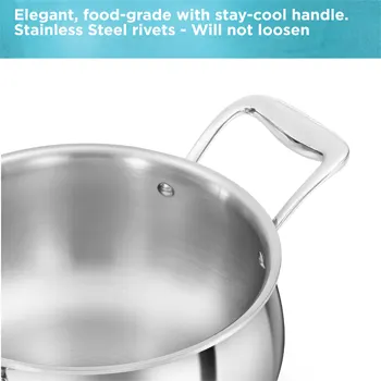 Induction Compatible SS Tri-ply PRO Handi 3 Litre with Stainless Steel Lid (PSH30S) - Image 6