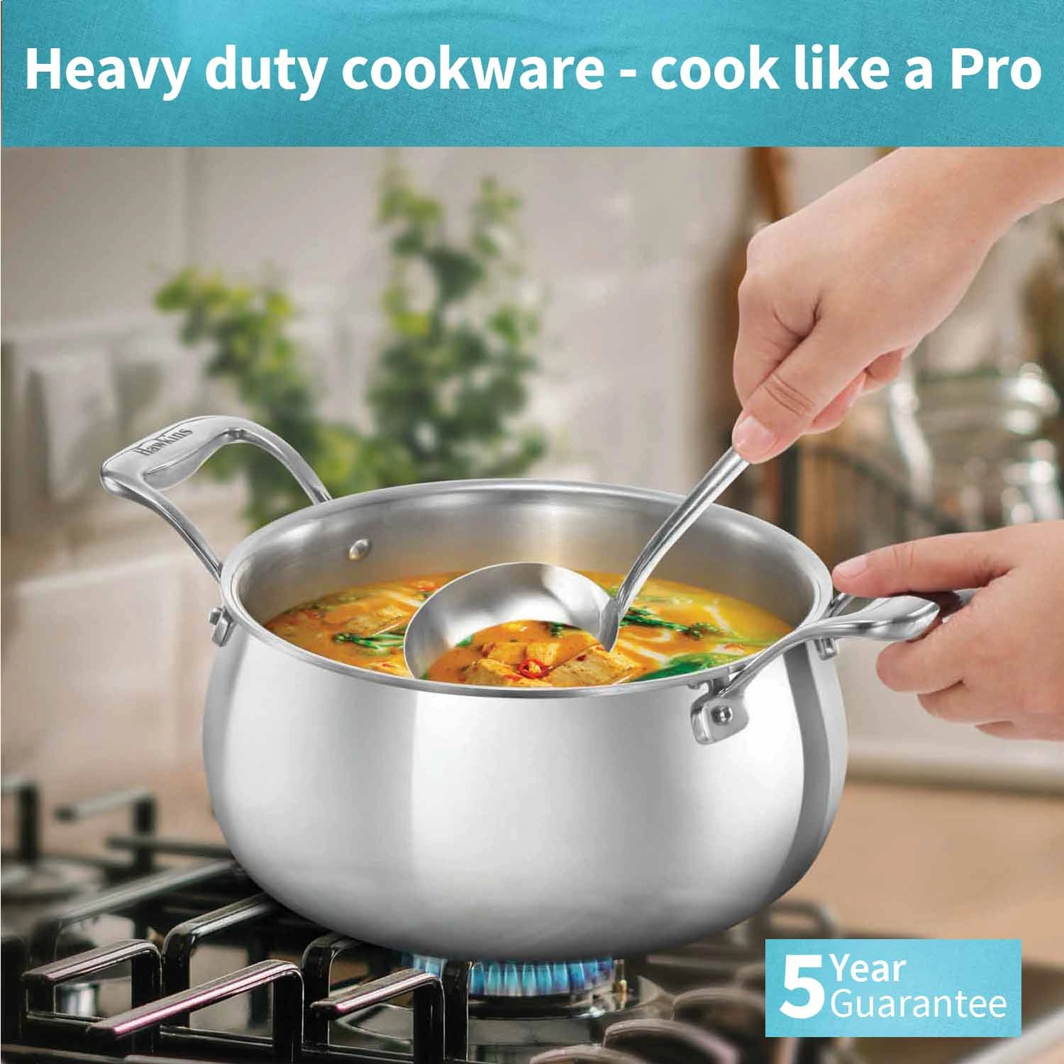 Induction Compatible SS Tri-ply PRO Handi 4 Litre with Stainless Steel Lid (PSH40S) - Image 2