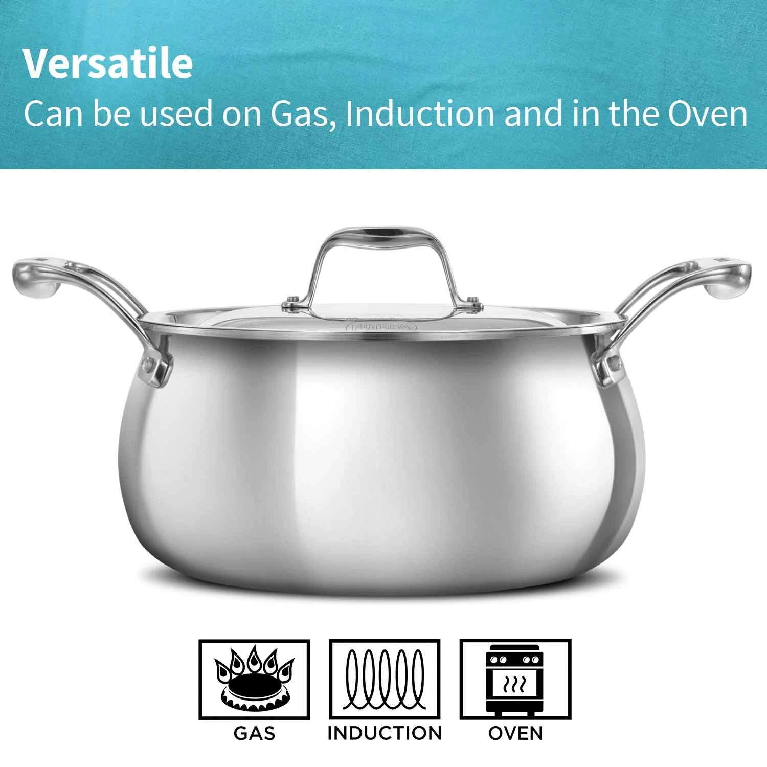 Induction Compatible SS Tri-ply PRO Handi 4 Litre with Stainless Steel Lid (PSH40S) - Image 3