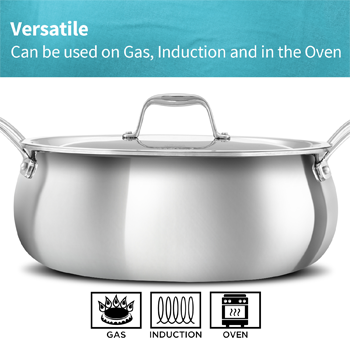 Induction Compatible SS Tri-ply PRO Handi 5 Litre with Stainless Steel Lid (PSH50S) - Image 3