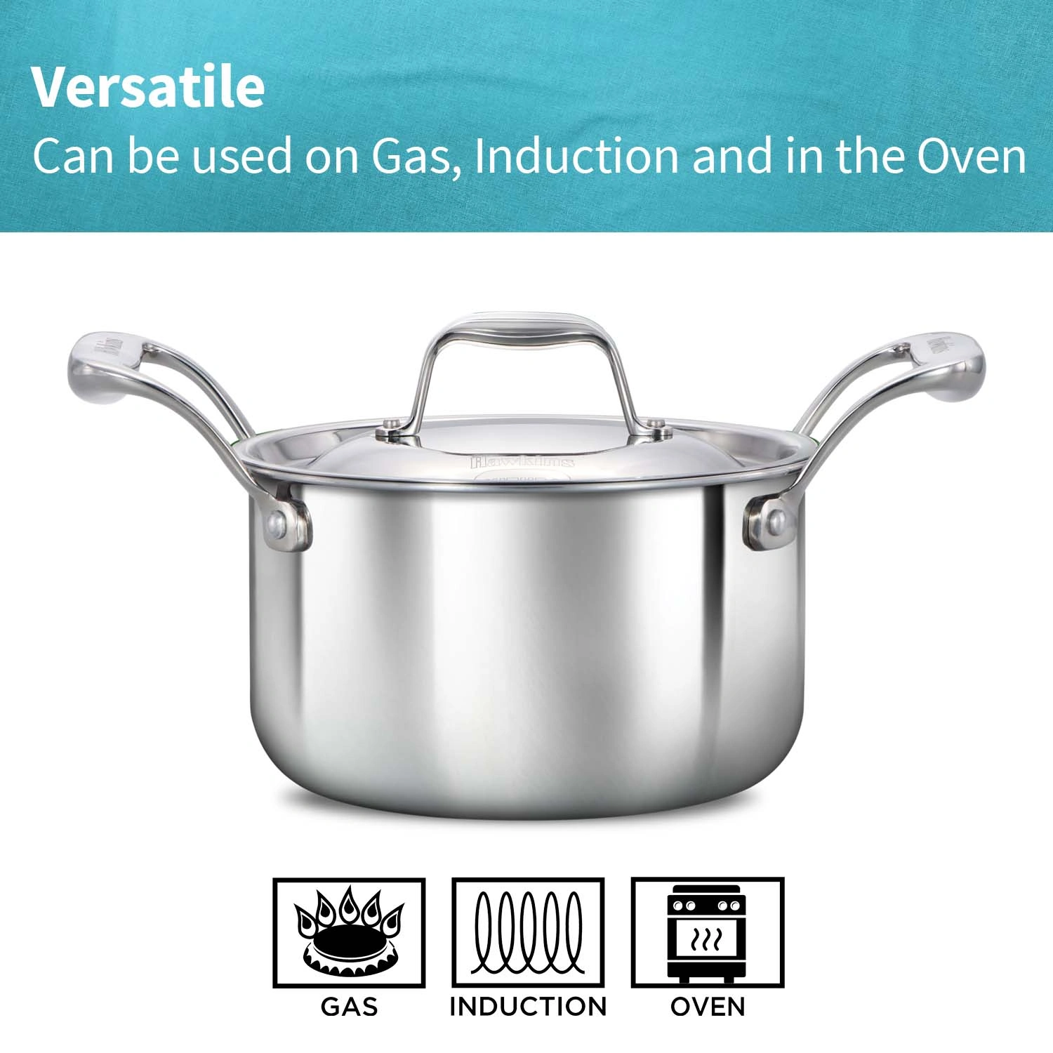 Induction Compatible SS Tri-ply PRO Stewpot 2 Litre with Stainless Steel Lid (PSST20S) - Image 5
