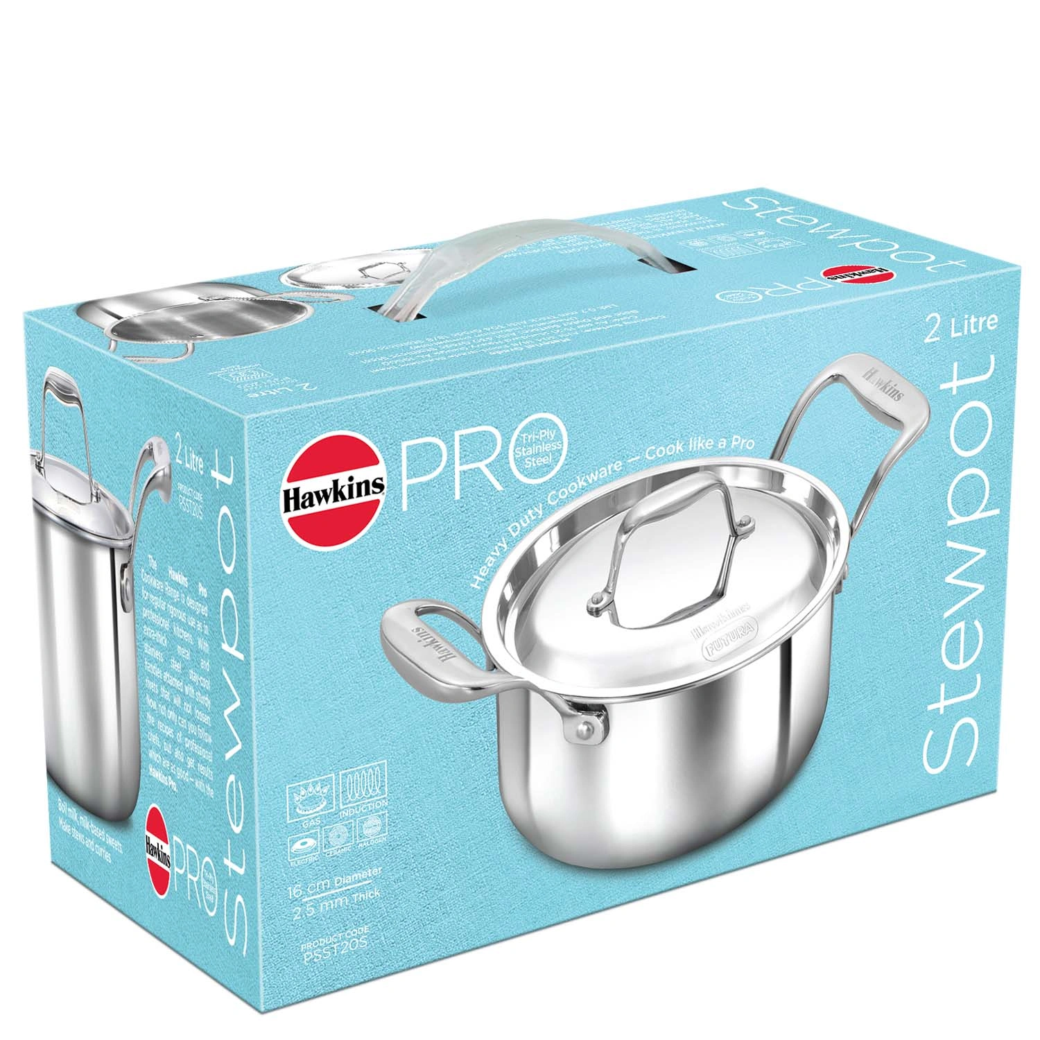 Induction Compatible SS Tri-ply PRO Stewpot 2 Litre with Stainless Steel Lid (PSST20S) - Image 6