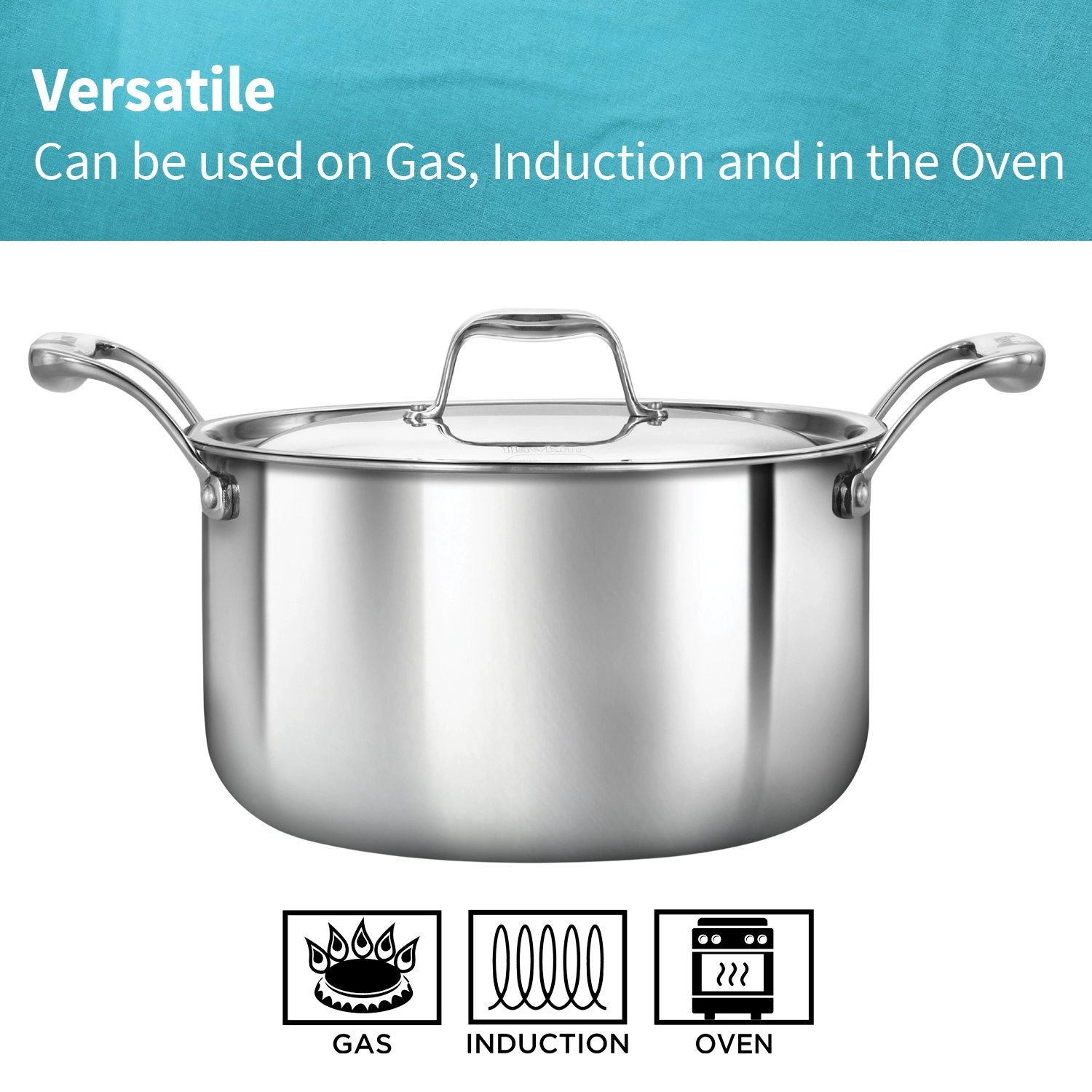 Induction Compatible SS Tri-ply PRO Stewpot 5 Litre with Stainless Steel Lid (PSST50S) - Image 3