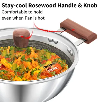Induction Compatible SS Tri-ply Shielded Nonstick Deep Kadhai 2.5 Litre with Glass Lid (NSDK25G) - Image 5