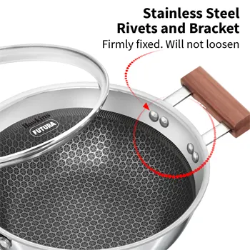 Induction Compatible SS Tri-ply Shielded Nonstick Deep Kadhai 2.5 Litre with Glass Lid (NSDK25G) - Image 6