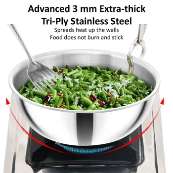 Induction Compatible SS Tri-ply Tasla (Kadhai) 1.5 Litre (SSTA15) - Image 2