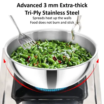 Induction Compatible SS Tri-ply Tasla (Kadhai) 3 Litre (SSTA30) - Image 2
