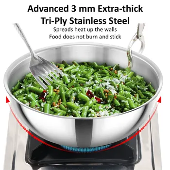 Induction Compatible SS Tri-ply Tasla (Kadhai) 4 Litre (SSTA40) - Image 2