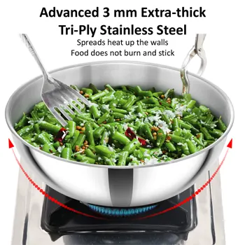 Induction Compatible SS Tri-ply Tasla (Kadhai) 5 Litre (SSTA50) - Image 2