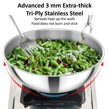 Induction Compatible SS Tri-ply Tasla (Kadhai) 6 Litre (SSTA60) - Image 2