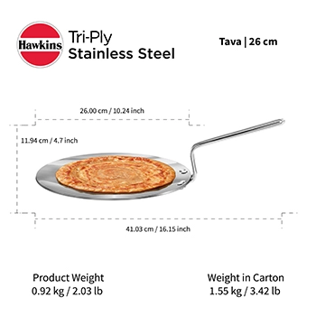 Induction Compatible SS Tri-ply Tava 26 cm (3.5 mm Thick) (SSTV26) - Image 5