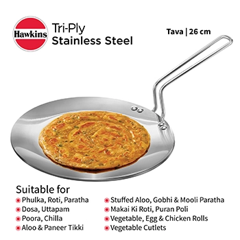Induction Compatible SS Tri-ply Tava 26 cm (3.5 mm Thick) (SSTV26) - Image 6
