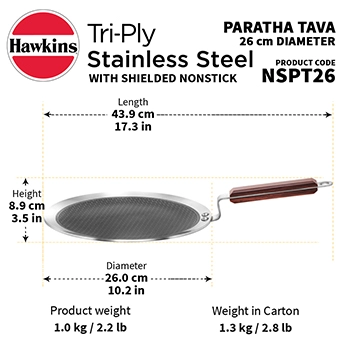 Induction Compatible SS Tri-ply Tava with Shielded Nonstick 26 cm (NSPT26) - Image 3