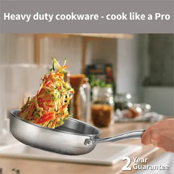 Induction Compatible SS Tri-ply shielded Nonstick PRO Frying Pan 18 cm (PSNF18G) - Image 2