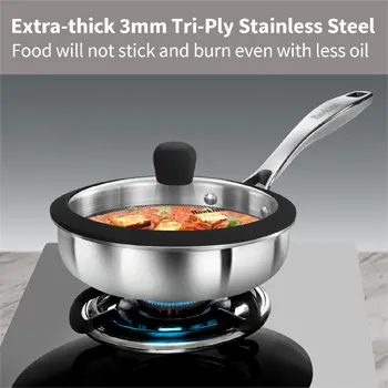 Induction Compatible SS Tri-ply shielded Nonstick PRO Frying Pan 18 cm (PSNF18G) - Image 3