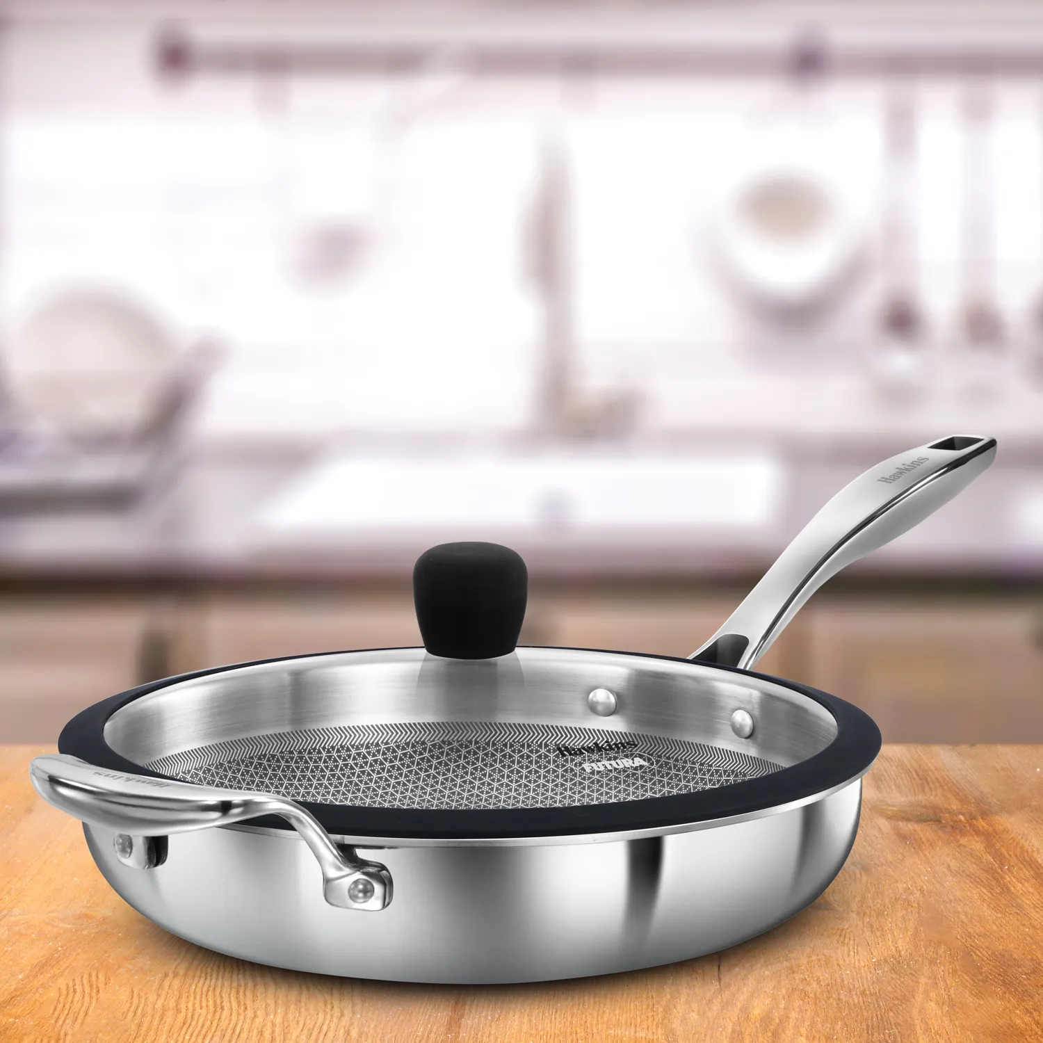 Induction Compatible SS Tri-ply shielded Nonstick PRO Frying Pan 26 cm (PSNF26G)
